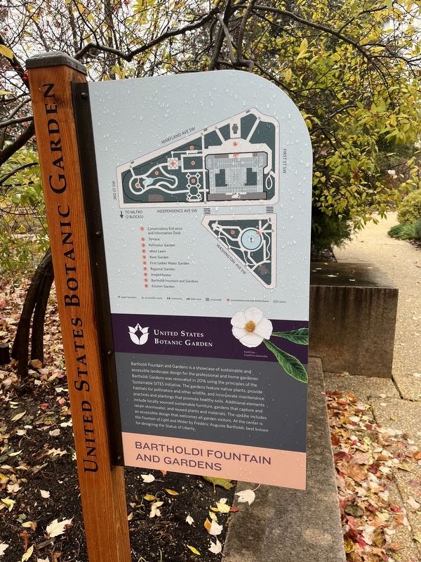 Bartholdi Fountain and Gardens Marker. Click for full size. Bartholdi Fountain and Gardens Marker image. Click for full size.