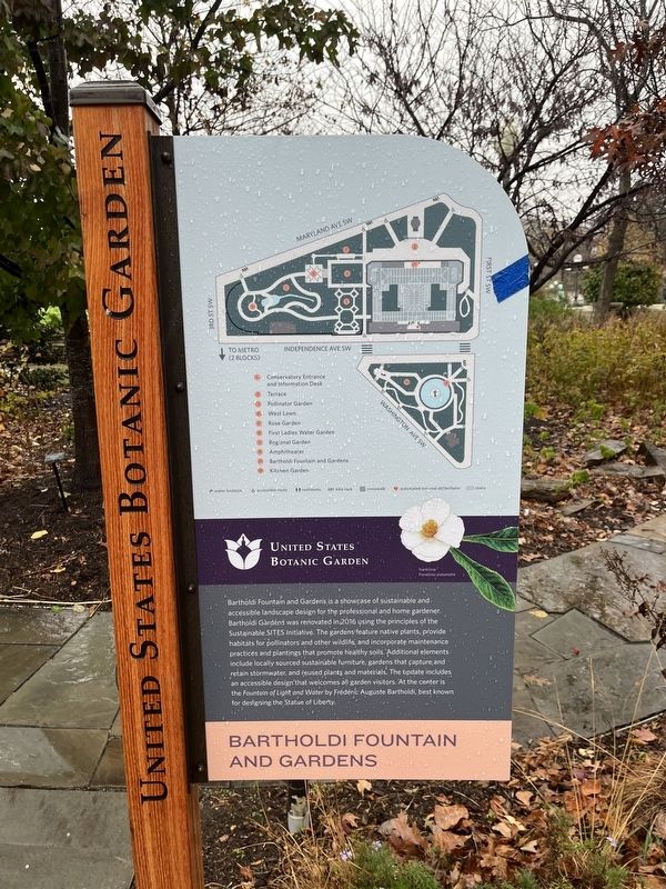 Bartholdi Fountain and Gardens Marker. Click for full size. Bartholdi Fountain and Gardens Marker image. Click for full size.