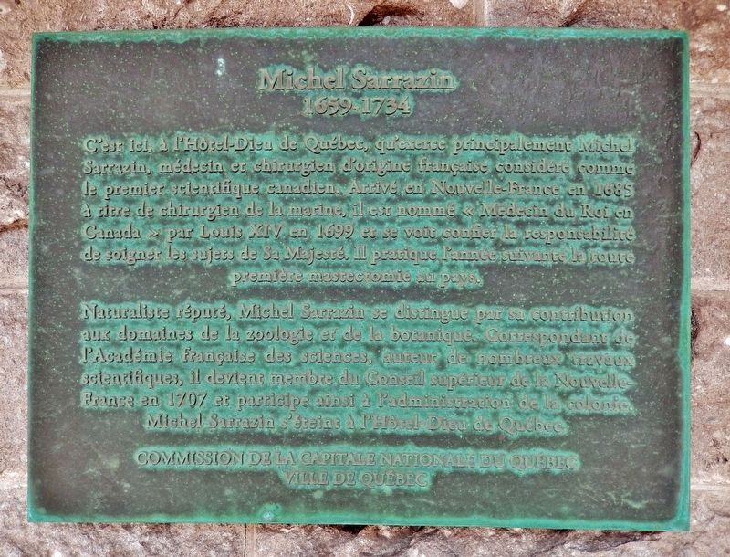 Michel Sarrazin Marker. Click for full size. Michel Sarrazin Marker image. Click for full size.
