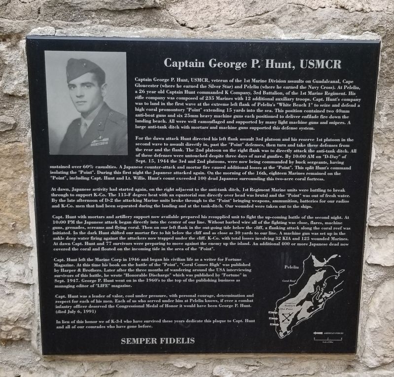 Captain George P. Hunt, USMCR Marker image. Click for full size.