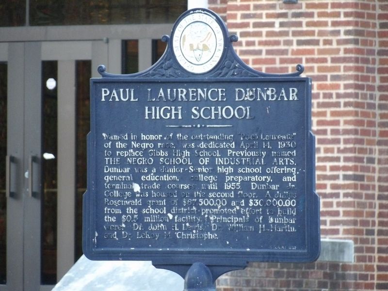 Paul Laurence Dunbar High School Marker image. Click for full size.