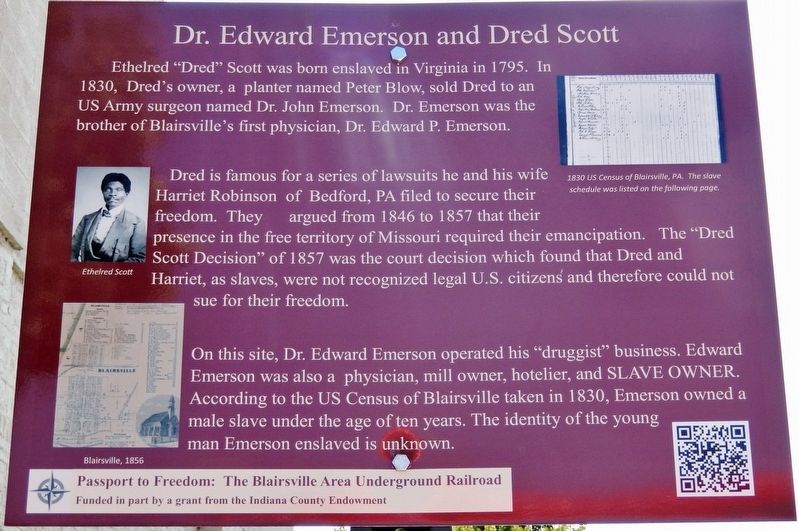 Dr. Edward Emerson & Dred Scott Marker image. Click for full size.