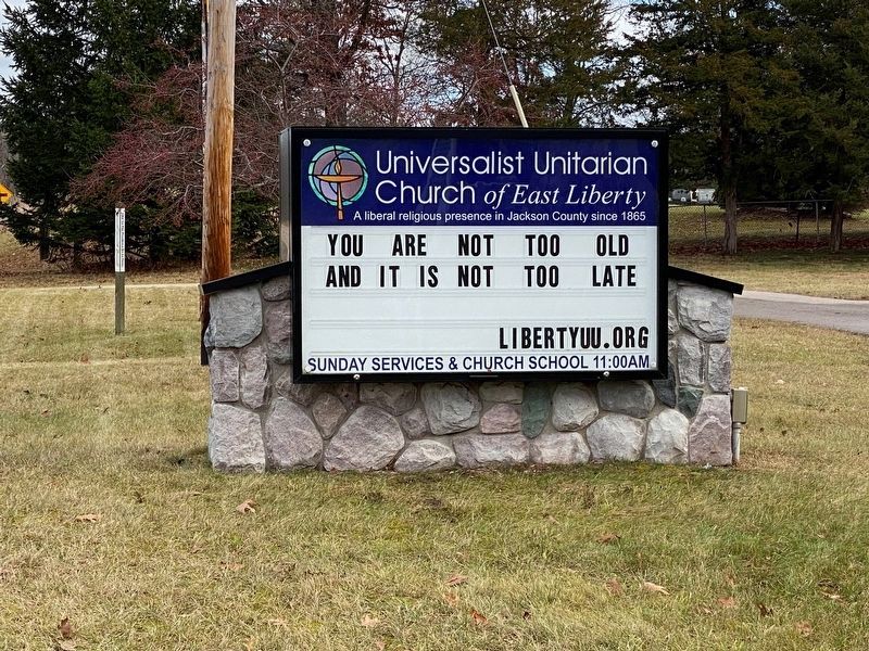 Universalist Unitarian Church of East Liberty church sign image. Click for full size.
