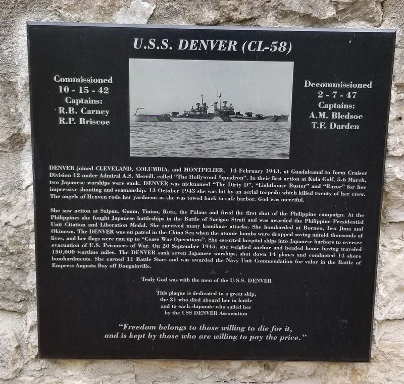U.S.S. Denver (CL-58) Marker image. Click for full size.