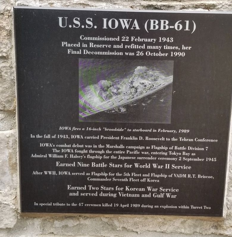 U.S.S. Iowa (BB-61) Marker image. Click for full size.