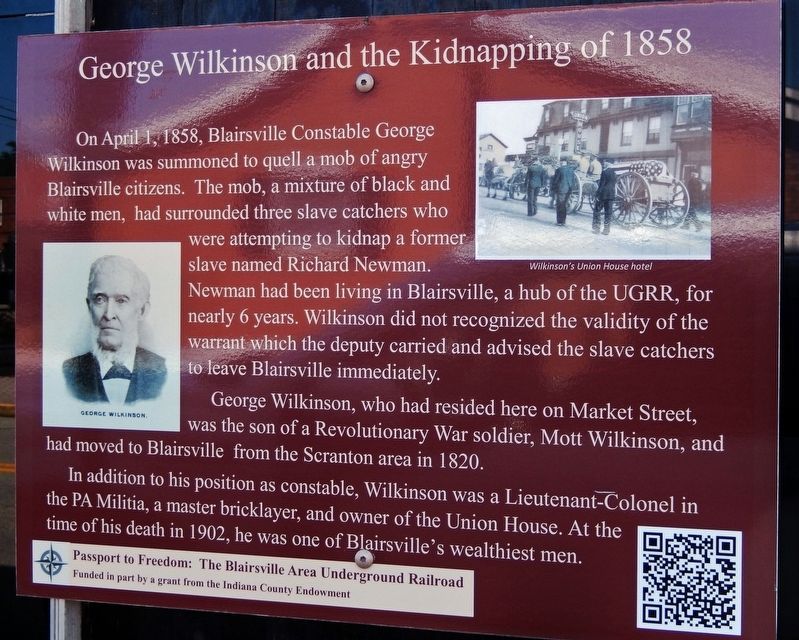 George Wilkinson and the Kidnapping of 1858 Marker image. Click for full size.