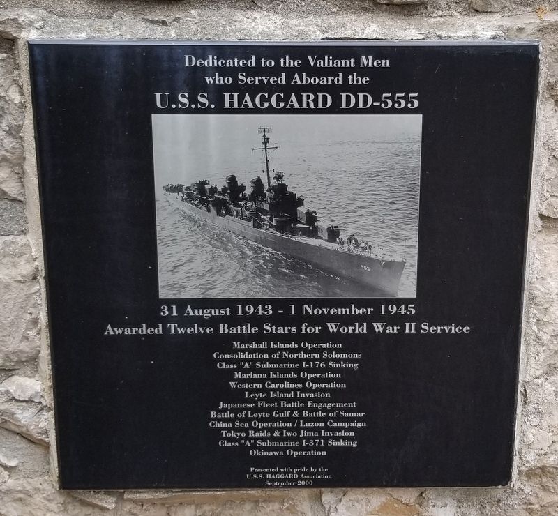 U.S.S. Haggard DD-555 Marker image. Click for full size.