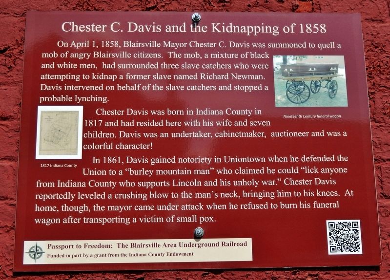 Chester C. Davis and the Kidnapping of 1858 Marker image. Click for full size.