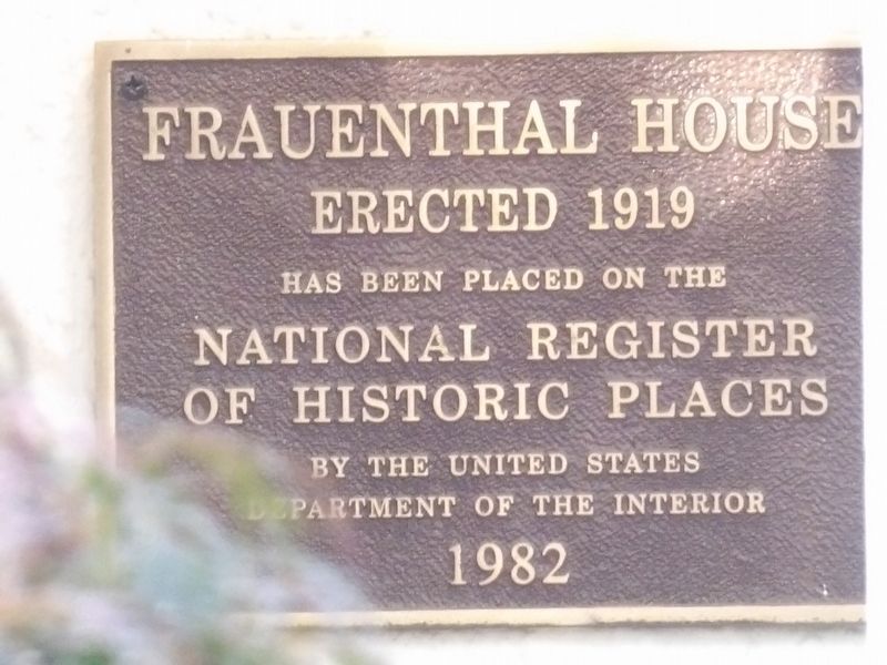 Frauenthal House Marker image. Click for full size.