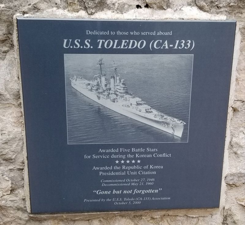 <i>U.S.S. Toledo (CA-133)</i> Marker image. Click for full size.