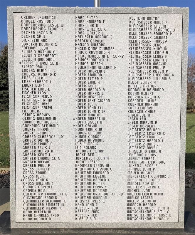 Freeman Veterans Memorial <i>(second from left)</i> image. Click for full size.