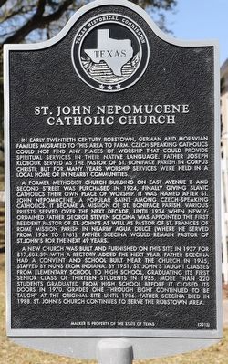 St. John Nepomucene Catholic Church Marker. Click for full size. St. John Nepomucene Catholic Church Marker image. Click for full size.
