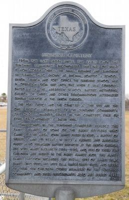 Sunshine Cemetery Marker. Click for full size. Sunshine Cemetery Marker image. Click for full size.