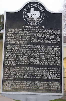 Temple Beth El Marker image. Click for full size.