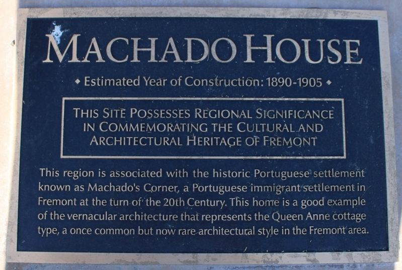 Machado House Marker image. Click for full size.