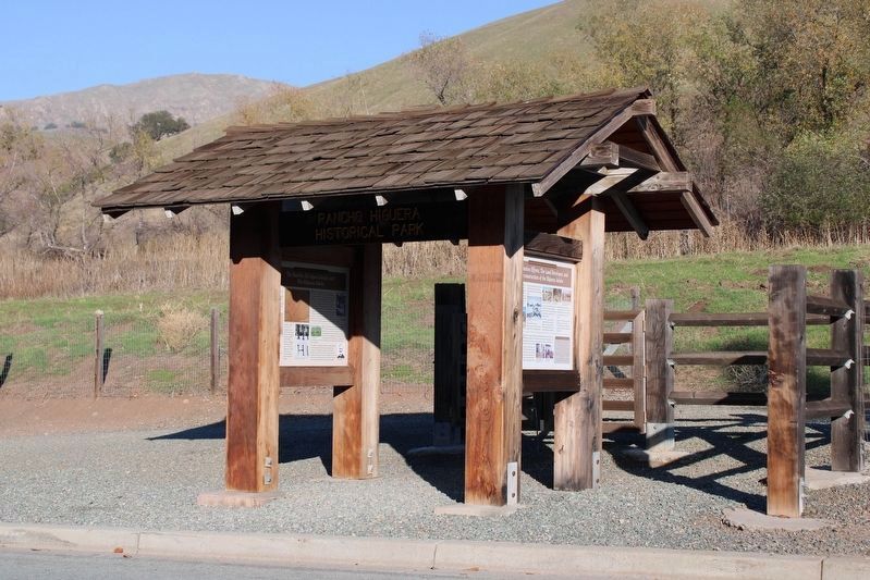 The Rancho del Agua Caliente and The Higuera Adobe Marker image. Click for full size.