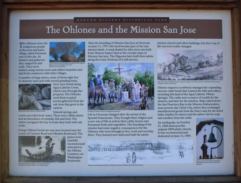 The Ohlones and the Mission San Jose Marker image. Click for full size.