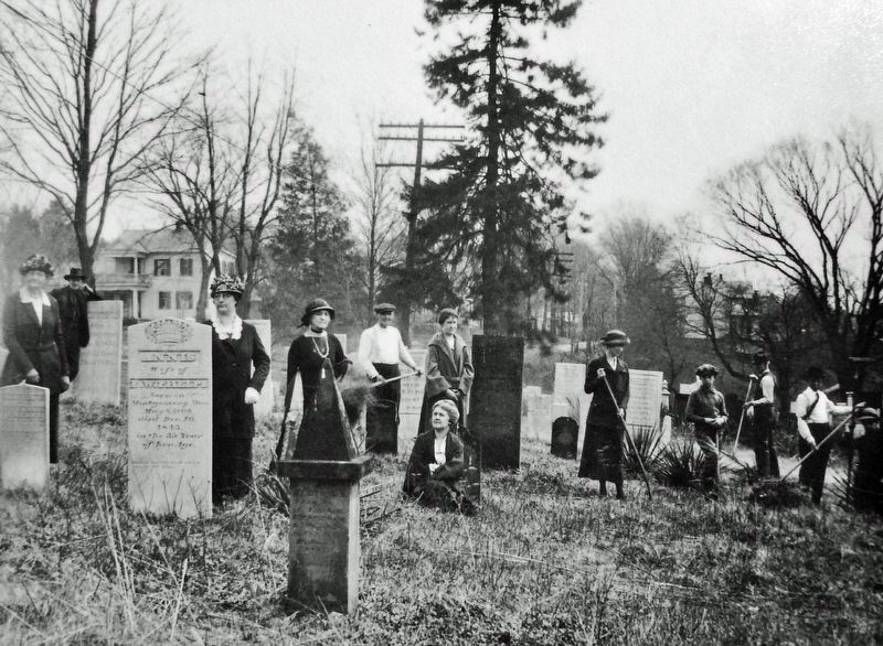 Daughters of the American Revolution Cemetery clean-up image, Touch for more information