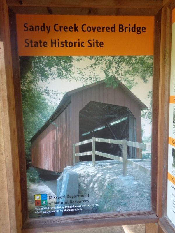 History of Sandy Creek Covered Bridge Marker image. Click for full size.