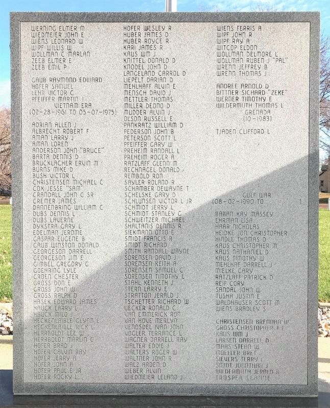 Freeman Veterans Memorial <i>(second from right)</i>. Click for full size. Freeman Veterans Memorial <i>(second from right)</i> image. Click for full size.