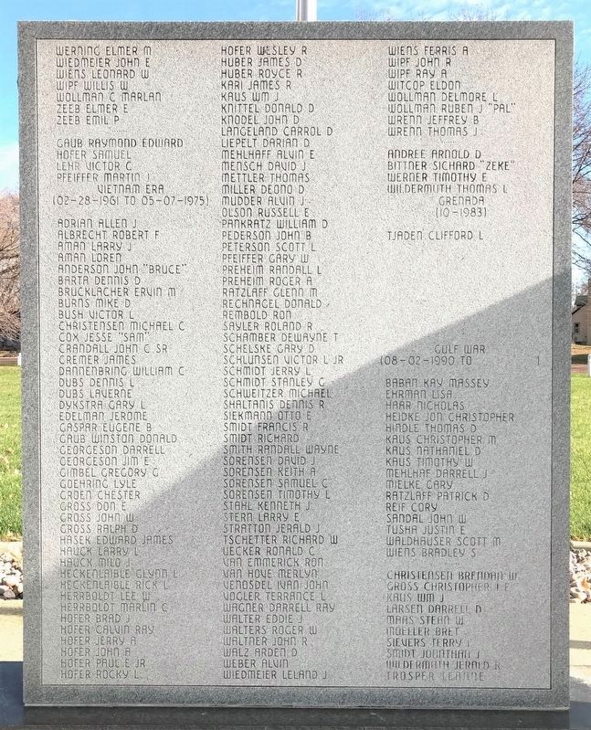 Freeman Veterans Memorial <i>(second from right)</i> image. Click for full size.
