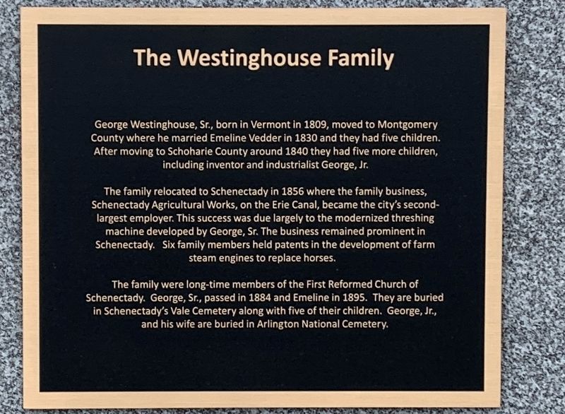 The Westinghouse Family side of marker image. Click for full size.