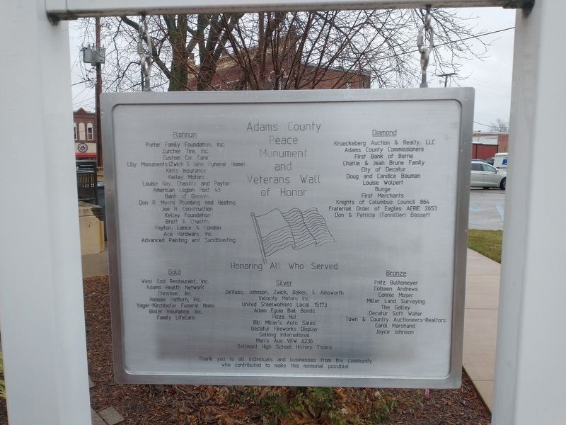 Adams County Peace Monument - Honor Rolls Marker image. Click for full size.