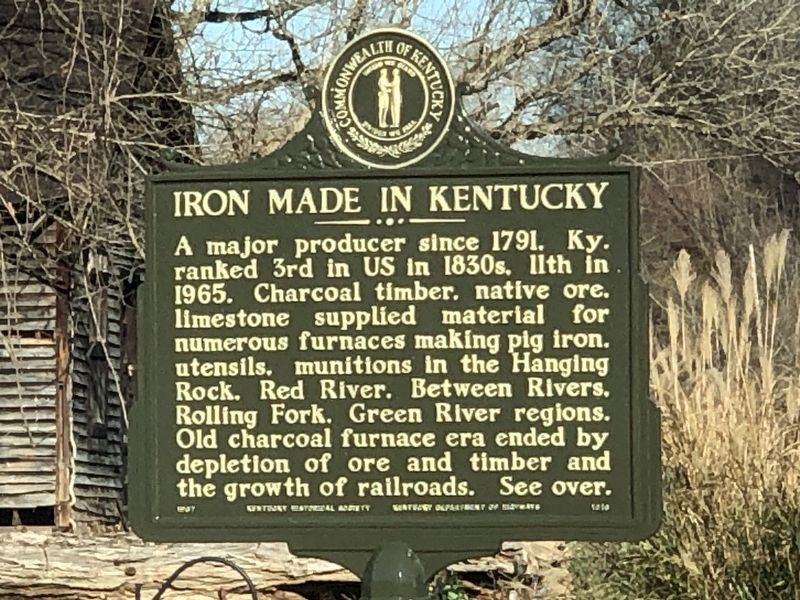 Iron Made in Kentucky side of marker. Click for full size. Iron Made in Kentucky side of marker image. Click for full size.