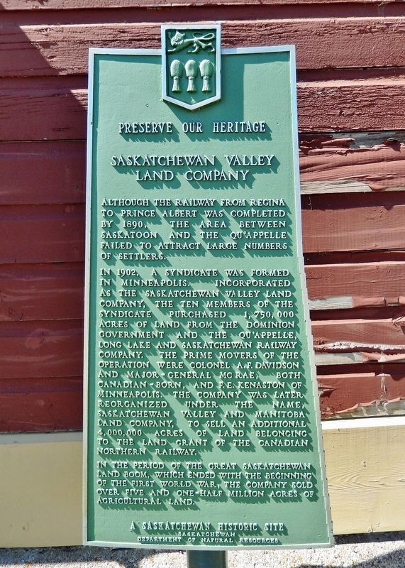 Saskatchewan Valley Land Company Marker image. Click for full size.