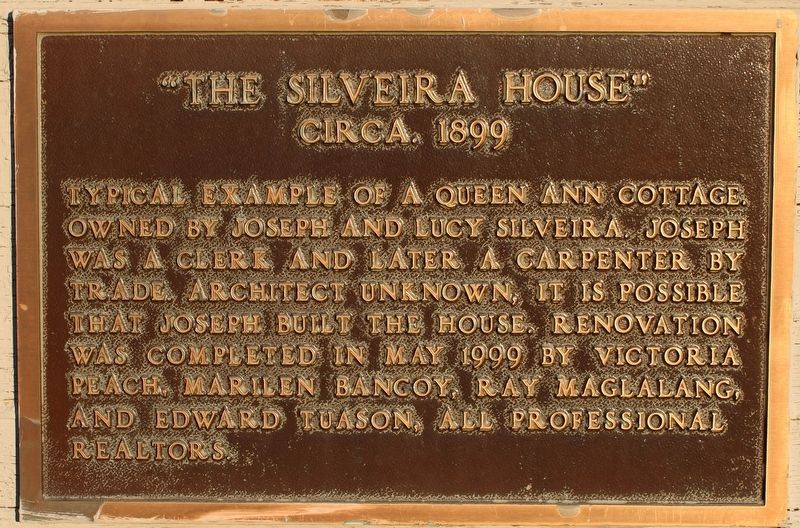 The Silveira House Marker image. Click for full size.