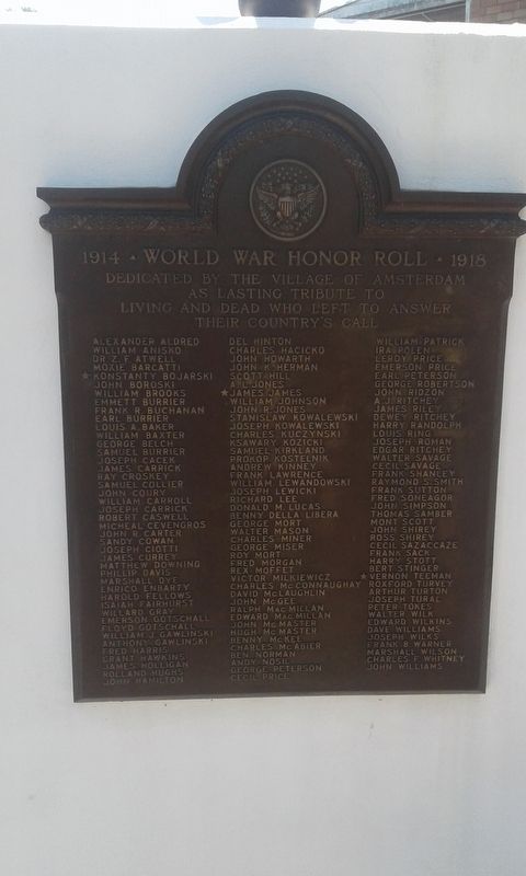 Amsterdam World War Honor Roll Marker. Click for full size. Amsterdam World War Honor Roll Marker image. Click for full size.