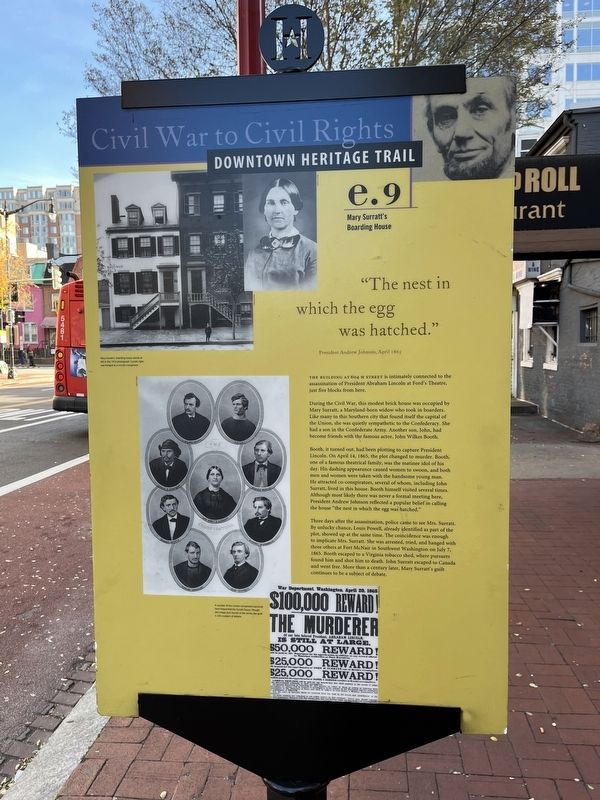 Mary Surratt's Boarding House Marker image. Click for full size.