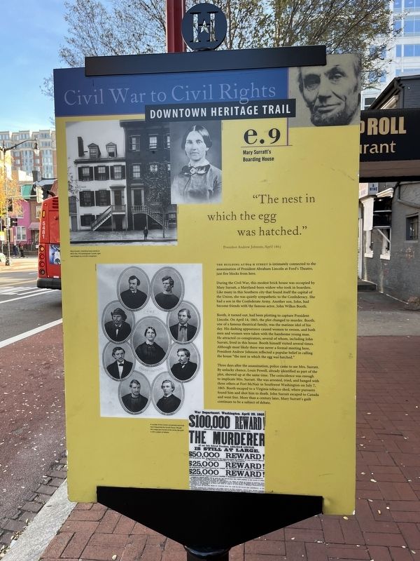 Mary Surratt's Boarding House Marker. Click for full size. Mary Surratt's Boarding House Marker image. Click for full size.