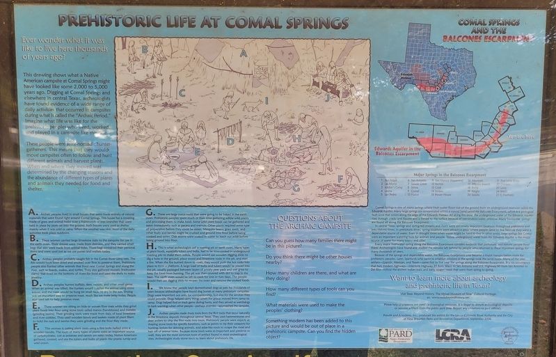 Prehistoric Life at Comal Springs Marker image. Click for full size.