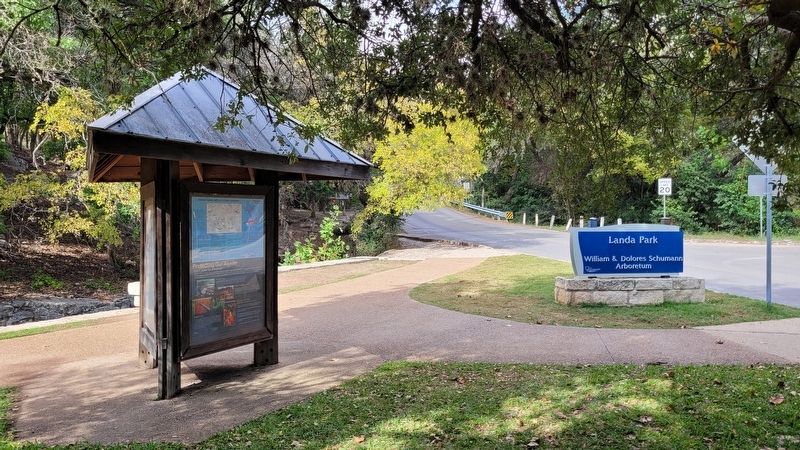 The Prehistoric Life at Comal Springs Marker is the top marker of the information stand image. Click for full size.