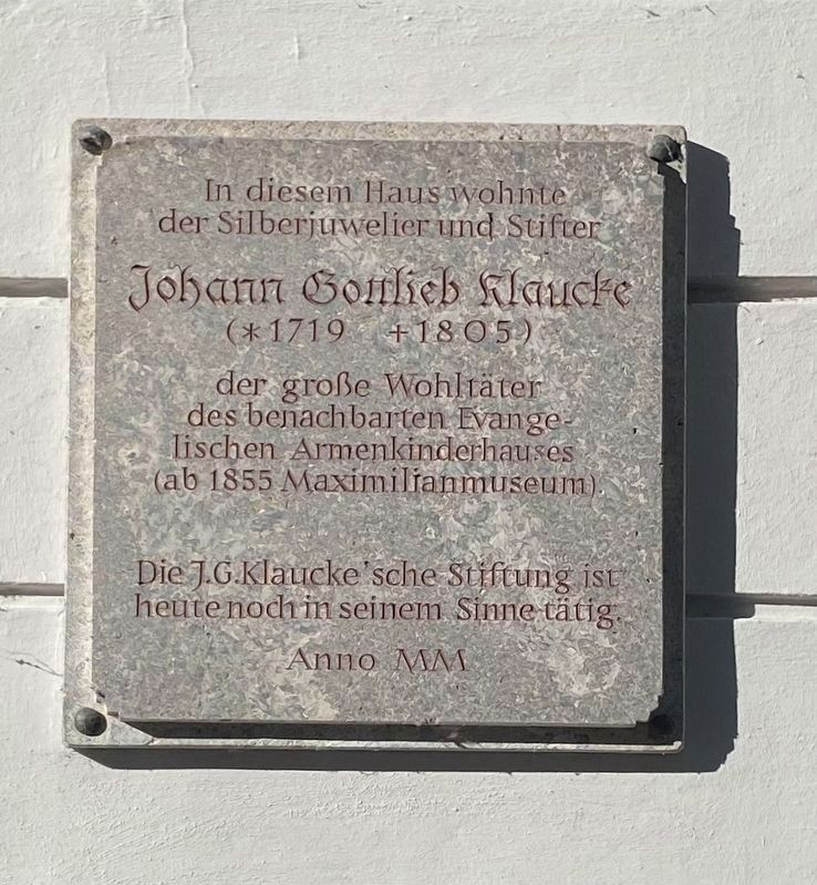 Johann Gottlieb Klaucke Marker image. Click for full size.