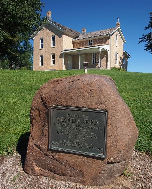 Marker below the Grimm Farm Historic Site in Carver Park Reserve image. Click for full size.