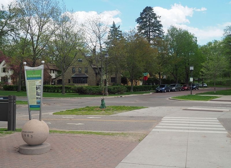 Harriet Bandshells marker at the intersection of Lake Harriet Parkway and Minnehaha Parkway. Click for full size. Harriet Bandshells marker at the intersection of Lake Harriet Parkway and Minnehaha Parkway image. Click for full size.