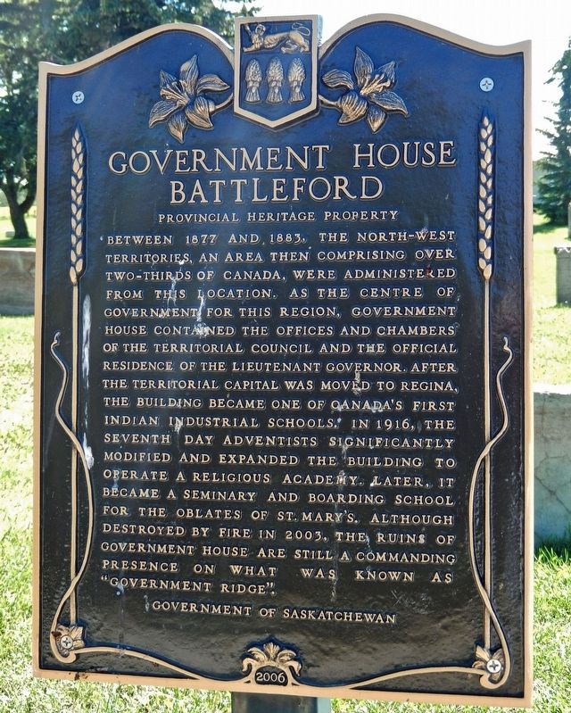 Government House Battleford Marker image. Click for full size.