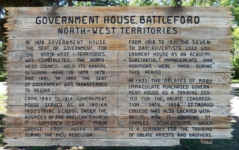 Government House, Battleford Marker image. Click for full size.