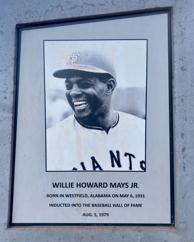Willie Mays - picture on north face of monument image. Click for full size.