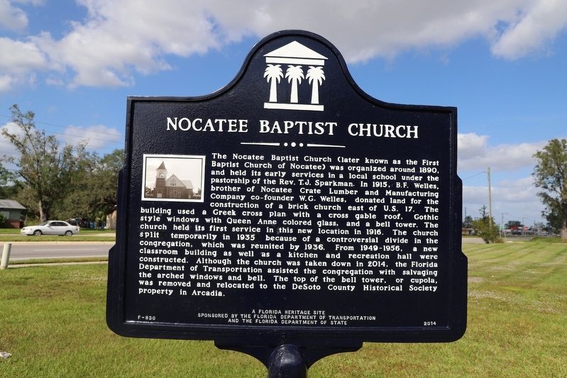 Nocatee Baptist Church side of marker image, Touch for more information
