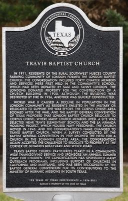 Travis Baptist Church Marker. Click for full size. Travis Baptist Church Marker image. Click for full size.