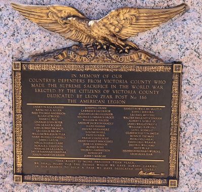 Victoria County Honor Roll Marker. Click for full size. Victoria County Honor Roll Marker image. Click for full size.