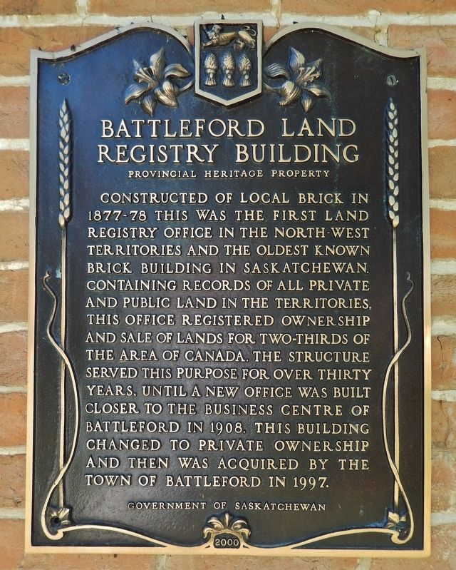 Battleford Land Registry Building Marker image. Click for full size.