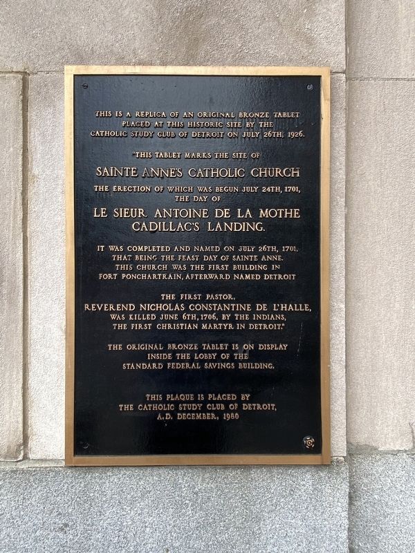 Sainte Anne's Catholic Church Marker image. Click for full size.