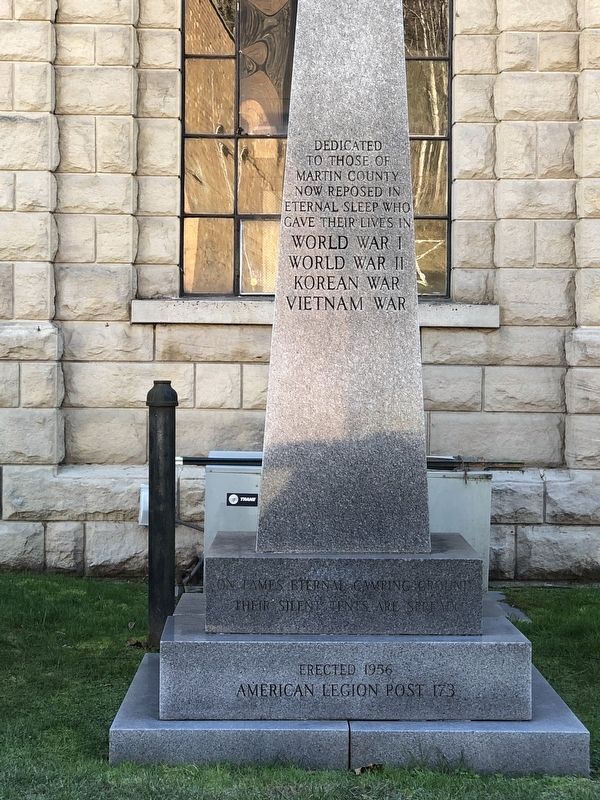 Martin County Veterans Memorial Marker. Click for full size. Martin County Veterans Memorial Marker image. Click for full size.