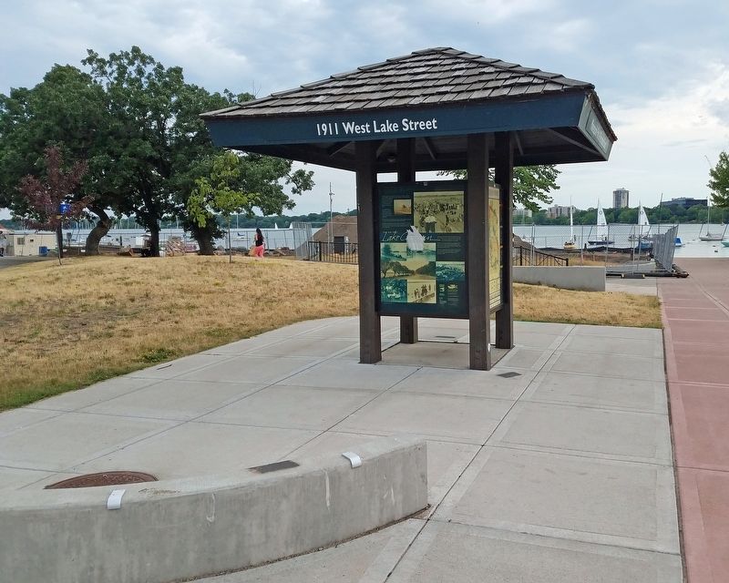 Marker on a kiosk at the northeast shore of Bde Maka Ska image. Click for full size.
