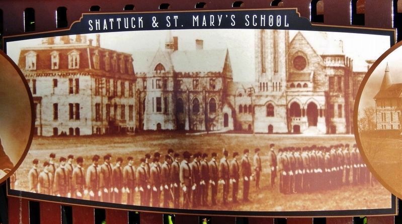 Marker detail: Shattuck & St. Mary's School, circa 1889 image. Click for full size.