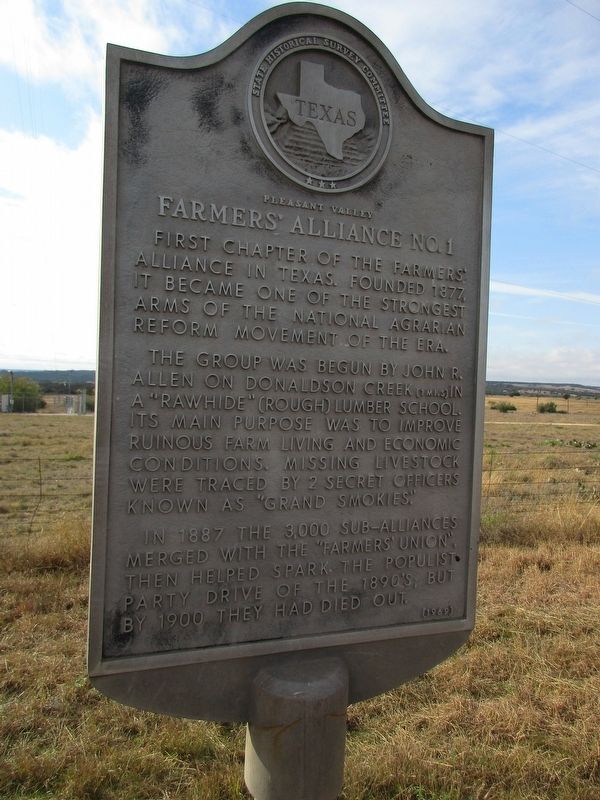 Pleasant Valley Farmers' Alliance No. 1 Marker. Click for full size. Pleasant Valley Farmers' Alliance No. 1 Marker image. Click for full size.
